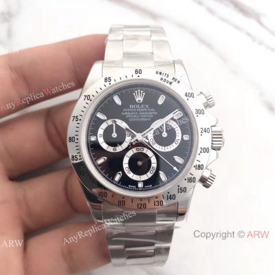 New 904L Stainless Steel Black Dial Rolex Replica Watch AR Factory Daytona